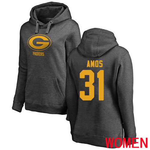 Green Bay Packers Ash Women #31 Amos Adrian One Color Nike NFL Pullover Hoodie Sweatshirts->nfl t-shirts->Sports Accessory
